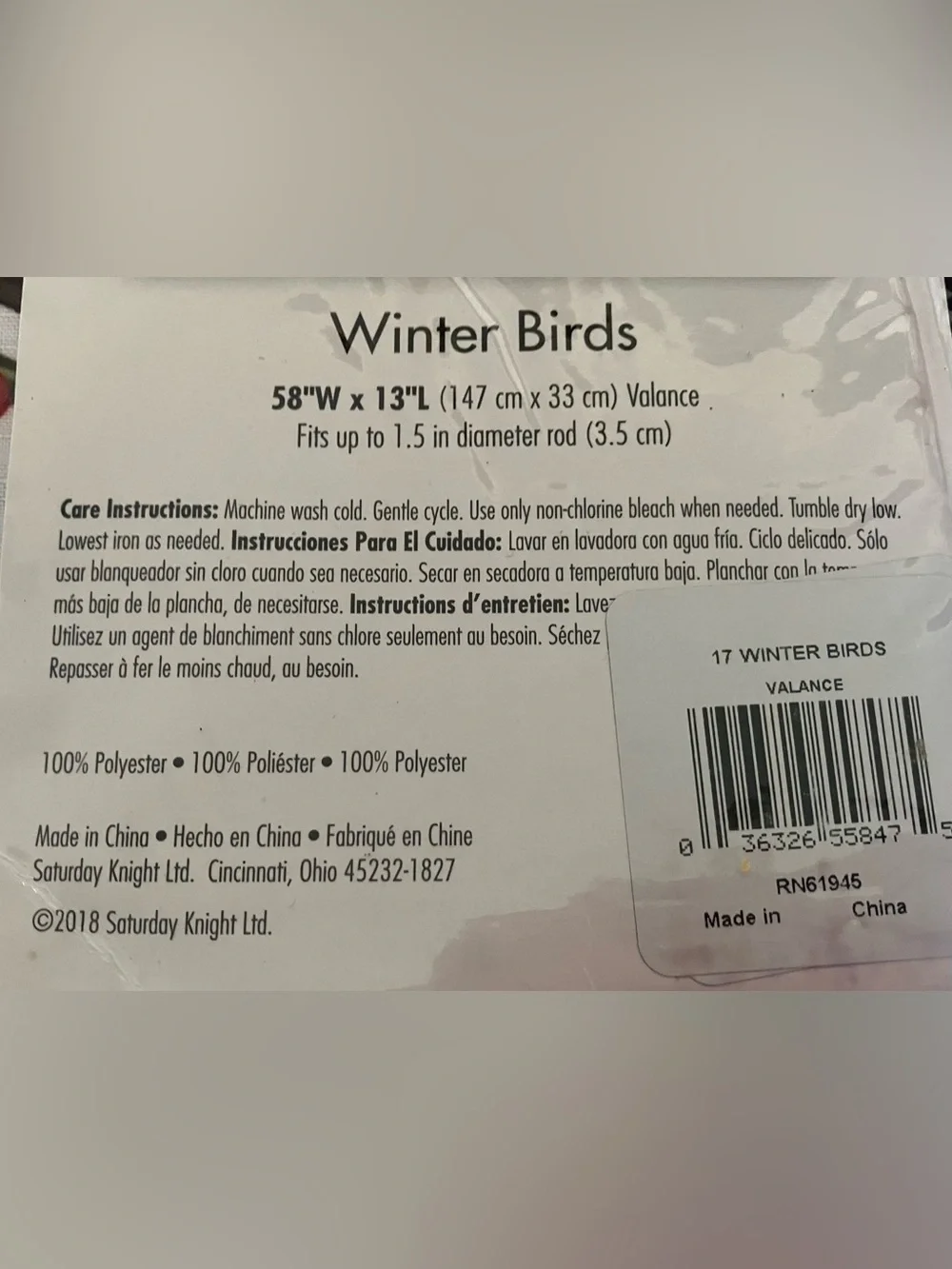 Valance- Winter Birds